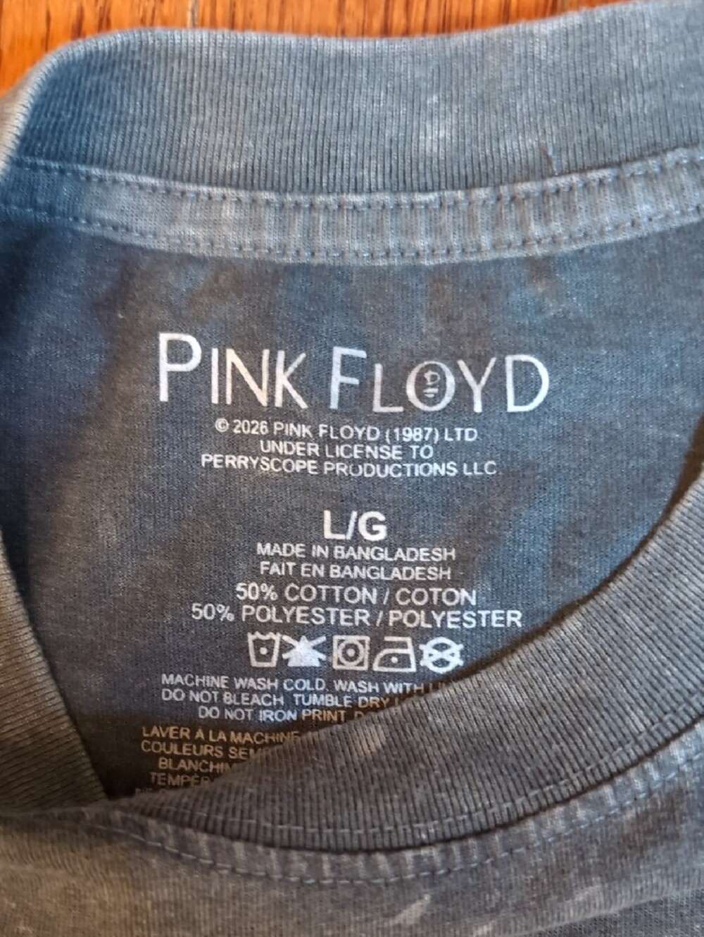 Pink Floyd The Dark Side of the Moon T-Shirt Size L/G Washed Grey New - Picture 4 of 5